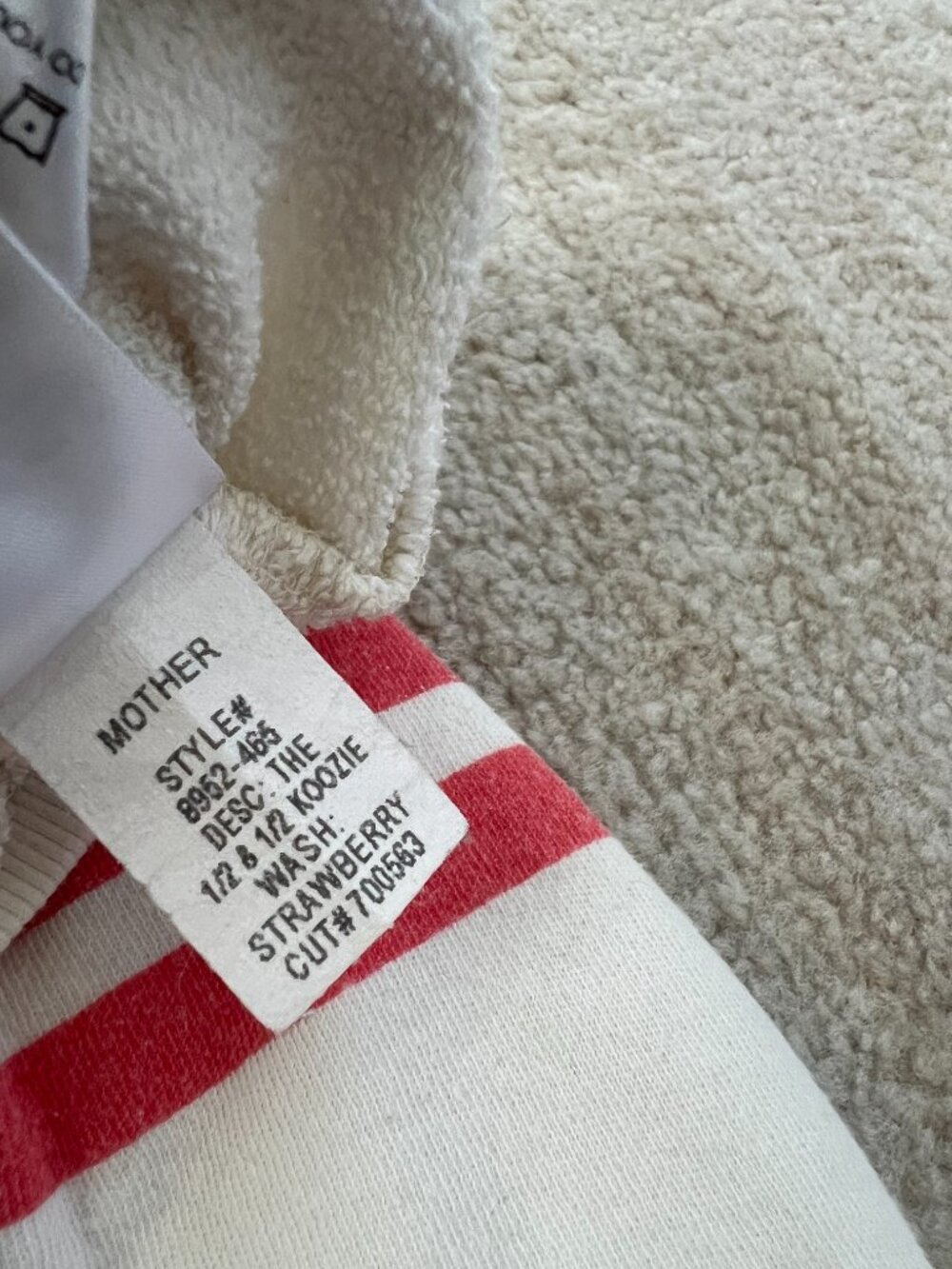 Mother The 1/2 & 1/2 Koozie Stripe Cotton Sweatshirt S - Picture 14 of 14